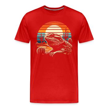 Bärtiger Drache Bartagame Retro - Männer Premium Bio T-Shirt - Rot - Vorne - Damien (186cm)
