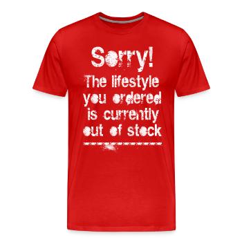 Lifestyle is out of stock (white) - Männer Premium Bio T-Shirt - Rot - Vorne - Damien (186cm)