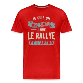 Un mec simple, rallye et apéro - T-shirt bio Premium Homme - rouge - Devant - Damien (186cm)
