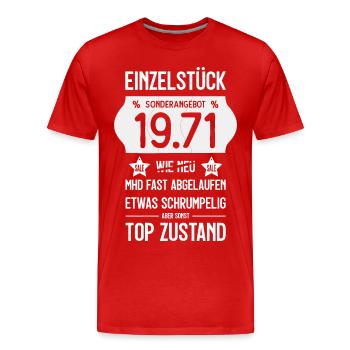 55. GEBURTSTAG 1971 EINZELSTÜCK PREISSCHILD - Männer Premium Bio T-Shirt - Rot - Vorne - Damien (186cm)