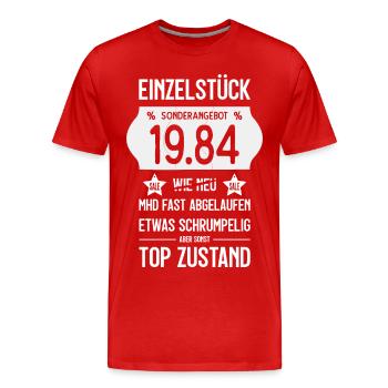 42. GEBURTSTAG 1984 EINZELSTÜCK PREISSCHILD - Männer Premium Bio T-Shirt - Rot - Vorne - Damien (186cm)