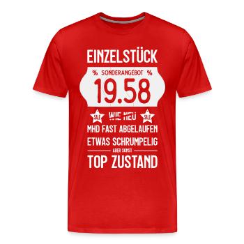 68. GEBURTSTAG 1958 EINZELSTÜCK PREISSCHILD - Männer Premium Bio T-Shirt - Rot - Vorne - Damien (186cm)
