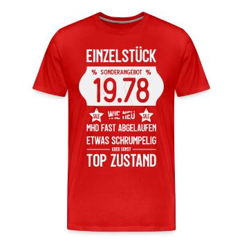 48. GEBURTSTAG 1978 EINZELSTÜCK PREISSCHILD - Männer Premium Bio T-Shirt - Rot - Vorne - Damien (186cm)