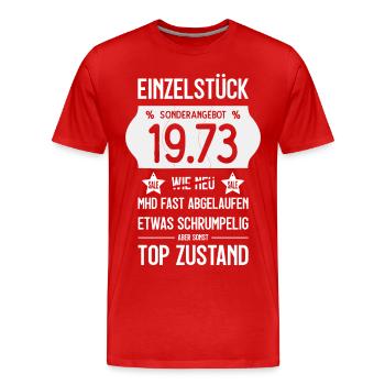 53. GEBURTSTAG 1973 EINZELSTÜCK PREISSCHILD - Männer Premium Bio T-Shirt - Rot - Vorne - Damien (186cm)