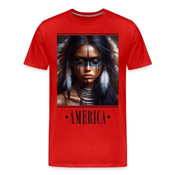 Culture Club - America 10 - Männer Premium Bio T-Shirt - Rot - Vorne - Damien (186cm)
