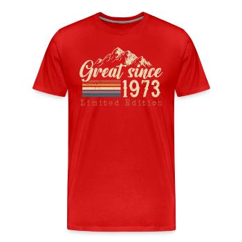 1973 Born birthday gift - Men's Premium Organic T-Shirt - red - Front - Damien (186cm)