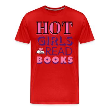 Hot Girls Lire Des Livres Littéraire Lecture Drôle Humour - T-shirt bio Premium Homme - rouge - Devant - Damien (186cm)
