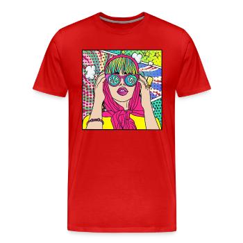 BANDE DESSINÉE POP ART FUCK YOU GIRL - T-shirt bio Premium Homme - rouge - Devant - Damien (186cm)