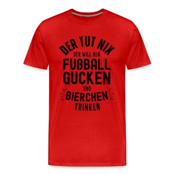 Fußball Fussball Bier lustiger Spruch Deutschland - Männer Premium Bio T-Shirt - Rot - Vorne - Damien (186cm)