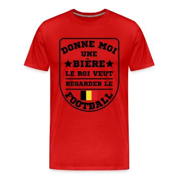 énonciation drôle de football et bière Belgique - T-shirt bio Premium Homme - rouge - Devant - Damien (186cm)