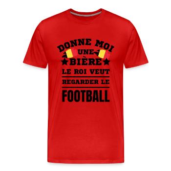énonciation drôle de football et bière Belgique - T-shirt bio Premium Homme - rouge - Devant - Damien (186cm)