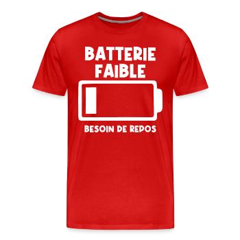 Batterie faible - T-shirt bio Premium Homme - rouge - Devant - Damien (186cm)