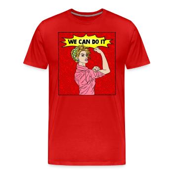 POP-ART COMIC PIN-UP GIRL WE CAN DO IT - Men's Premium Organic T-Shirt - red - Front - Damien (186cm)
