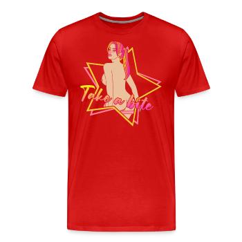 EROTIC SEXY GIRL TAKE A BITE - Männer Premium Bio T-Shirt - Rot - Vorne - Damien (186cm)
