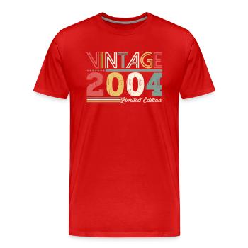 Millésime 2004 18ème Anniversaire Femmes/Hommes 18 ans - T-shirt bio Premium Homme - rouge - Devant - Damien (186cm)