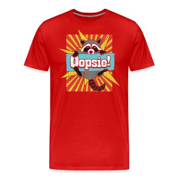 Waschbär Oopsie Süß Racoon Geschenk - Männer Premium Bio T-Shirt - Rot - Vorne - Damien (186cm)
