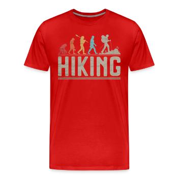 Vintage Hiking Evolution Hiker Funny Trekking - Men's Premium Organic T-Shirt - red - Front - Damien (186cm)