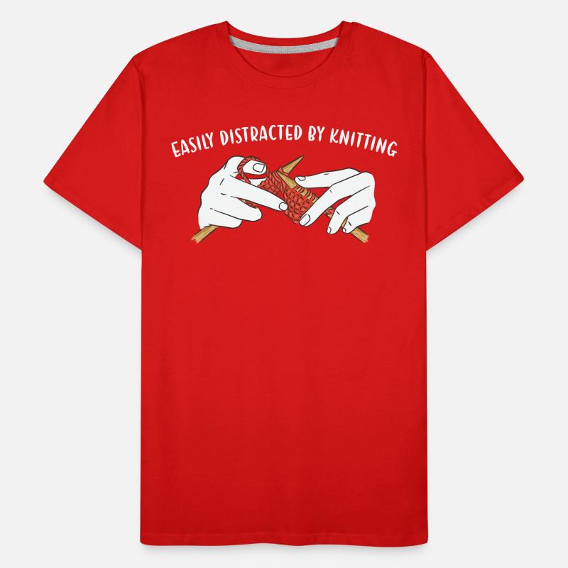 Easily Distracted By Knitting Männer Premium Bio T-Shirt
