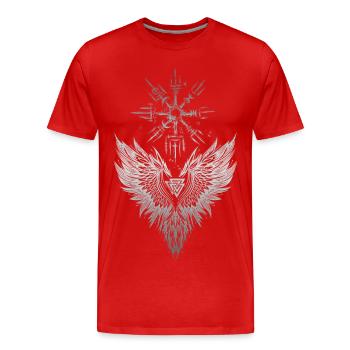 Raven Odin Vegvisir Valknut - Men's Premium Organic T-Shirt - red - Front - Damien (186cm)