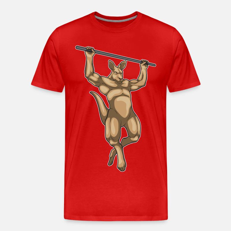 Kangaroo Bodybuilder Pull-Ups Bodybuilding - Men's Premium Organic T-Shirt - red