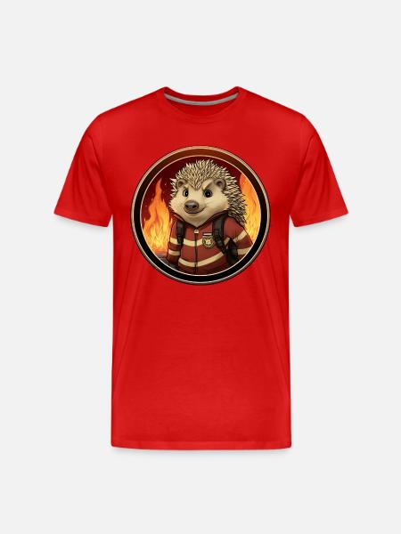 Hérisson pompier - T-shirt bio Premium Homme - rouge