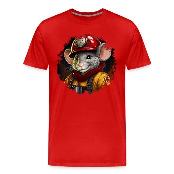 Souris de pompier - T-shirt bio Premium Homme - rouge - Devant - Damien (186cm)