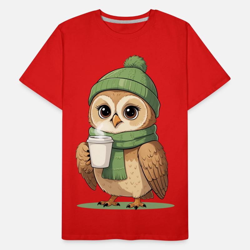 Winterliche Eulenkaffee Pause Männer Premium Bio T-Shirt