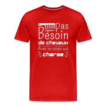 Pas besoin de cheveux avec ce corps qui charme - T-shirt bio Premium Homme - rouge - Devant - Damien (186cm)