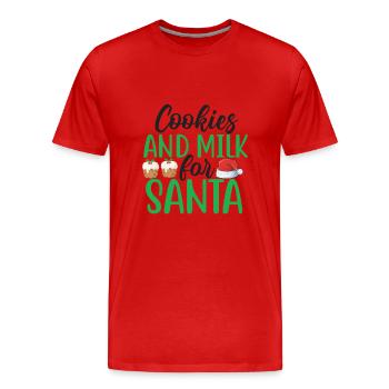 Cookies and Milk for Santa - Men's Premium Organic T-Shirt - red - Front - Damien (186cm)