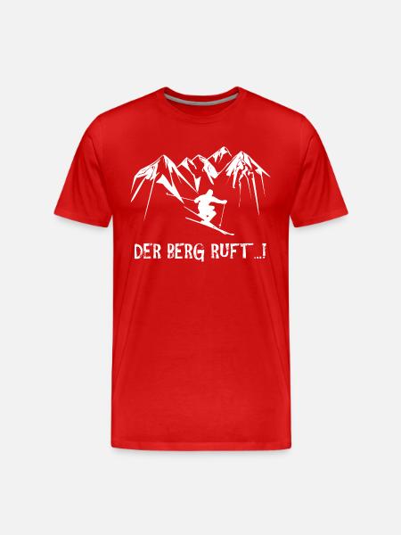 Der Berg ruft Ski - Männer Premium Bio T-Shirt - Rot