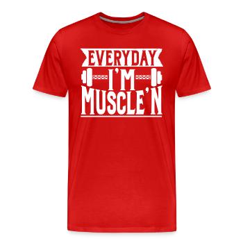 Gym Fitness - T-shirt bio Premium Homme - rouge - Devant - Damien (186cm)