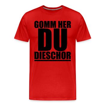 lustiger Spruch sächsisch fun romantisch sexy - Männer Premium Bio T-Shirt - Rot - Vorne - Damien (186cm)