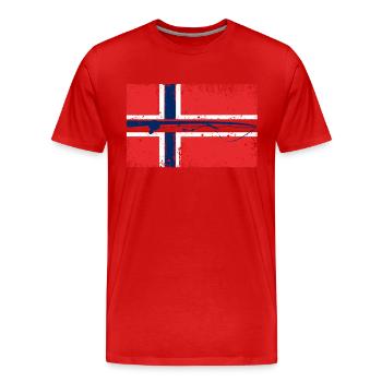 Pêcheur de drapeau de la Norvège et pêcheur norvégien - T-shirt bio Premium Homme - rouge - Devant - Damien (186cm)