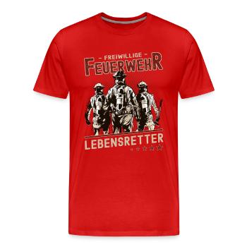 Freiwillige Feuerwehr Lebensretter - Männer Premium Bio T-Shirt - Rot - Vorne - Damien (186cm)