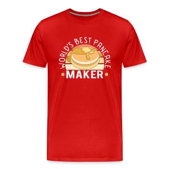 Pancake Maker Pancake Lover Funny Waffle - Men's Premium Organic T-Shirt - red - Front - Damien (186cm)