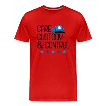 Police Cop Officer Police Office - Men's Premium Organic T-Shirt - red - Front - Damien (186cm)