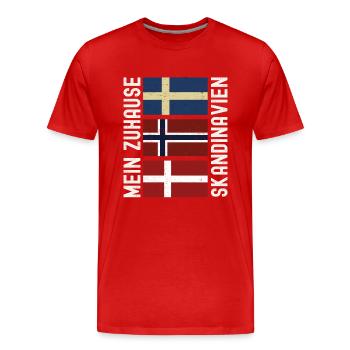 Skandinavien Rundreise - Männer Premium Bio T-Shirt - Rot - Vorne - Damien (186cm)