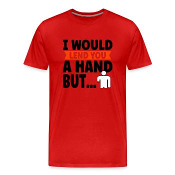 Amputation de l’amputation du bras de la main requise - T-shirt bio Premium Homme - rouge - Devant - Damien (186cm)