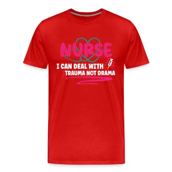 Infirmière Infirmière Infirmière Clinique Paramédicale - T-shirt bio Premium Homme - rouge - Devant - Damien (186cm)