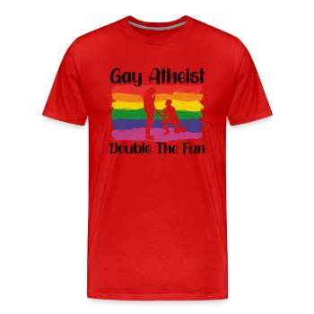 Gay LGBTQ Atheist Atheism Anti Religion Securalism - Men's Premium Organic T-Shirt - red - Front - Damien (186cm)