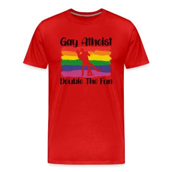 Gay LGBTQ Atheist Atheism Anti Religion Securalism - Men's Premium Organic T-Shirt - red - Front - Damien (186cm)