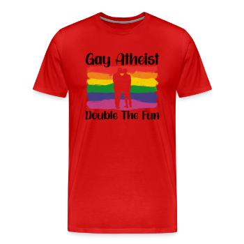 Gay LGBTQ Atheist Atheism Anti Religion Securalism - Men's Premium Organic T-Shirt - red - Front - Damien (186cm)