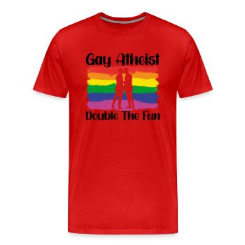 Gay LGBTQ Atheist Atheism Anti Religion Securalism - Men's Premium Organic T-Shirt - red - Front - Damien (186cm)