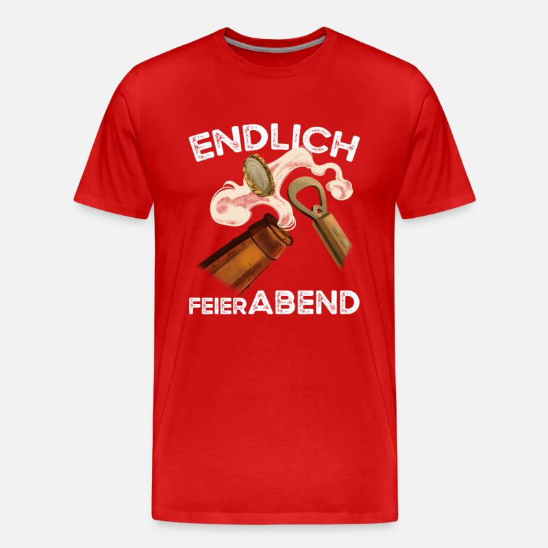 Endlich Feierabend Bier - Männer Premium Bio T-Shirt - Rot