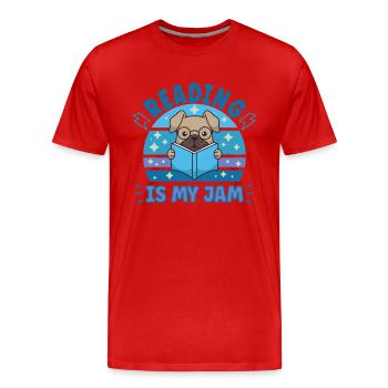 Buchleser Leseliteratur Bücherwurm Geschenkidee - Männer Premium Bio T-Shirt - Rot - Vorne - Damien (186cm)