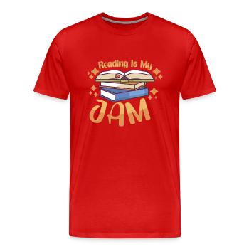 Book Reader Reading Literature Bookworm Gift Idea - Men's Premium Organic T-Shirt - red - Front - Damien (186cm)
