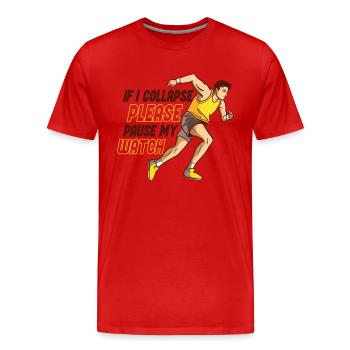 Läufer-halbmarathon-finisher-laufen - Männer Premium Bio T-Shirt - Rot - Vorne - Damien (186cm)