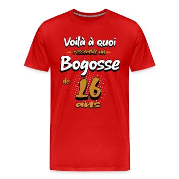 16 ans Cadeau d'anniversaire Bogosse Humour Garçon - T-shirt bio Premium Homme - rouge - Devant - Damien (186cm)