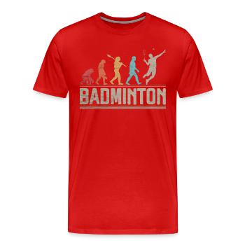 Evolution of Badminton Funny Shuttlecocks Birdie - Men's Premium Organic T-Shirt - red - Front - Damien (186cm)