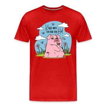 Hoferbin Hoferbe Spruch Küss mich Ich erbe den Hof - Männer Premium Bio T-Shirt - Rot - Vorne - Damien (186cm)